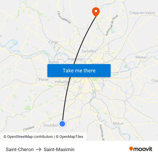 Saint-Cheron to Saint-Maximin map