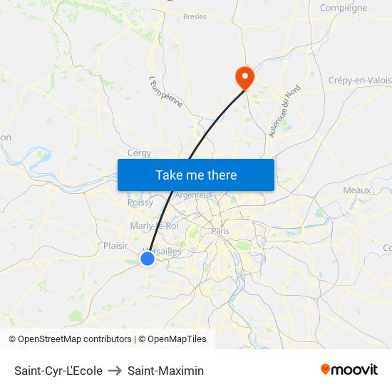 Saint-Cyr-L'Ecole to Saint-Maximin map