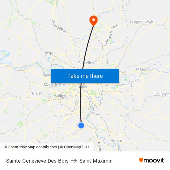 Sainte-Genevieve-Des-Bois to Saint-Maximin map