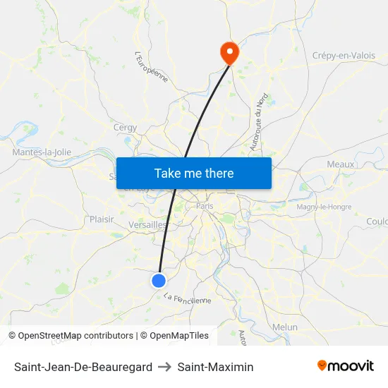 Saint-Jean-De-Beauregard to Saint-Maximin map