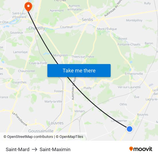Saint-Mard to Saint-Maximin map