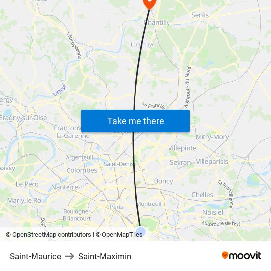 Saint-Maurice to Saint-Maximin map