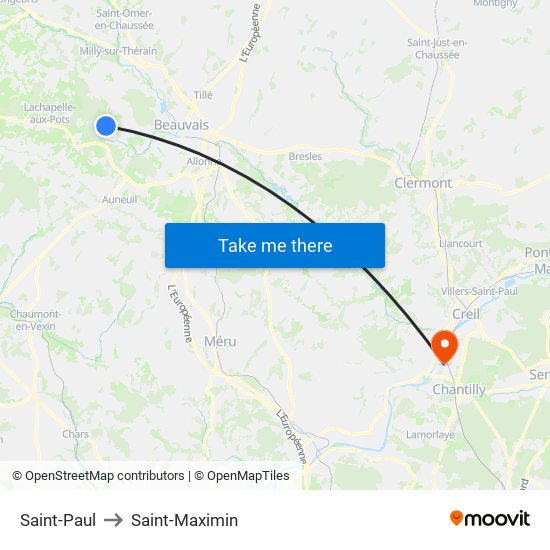 Saint-Paul to Saint-Maximin map