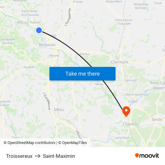 Troissereux to Saint-Maximin map