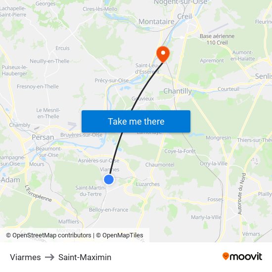 Viarmes to Saint-Maximin map