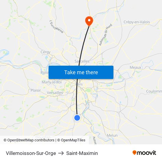 Villemoisson-Sur-Orge to Saint-Maximin map