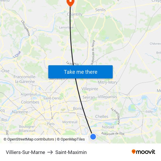Villiers-Sur-Marne to Saint-Maximin map