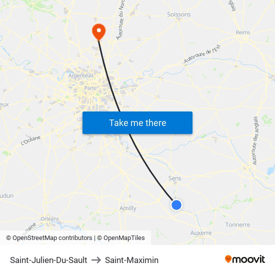 Saint-Julien-Du-Sault to Saint-Maximin map