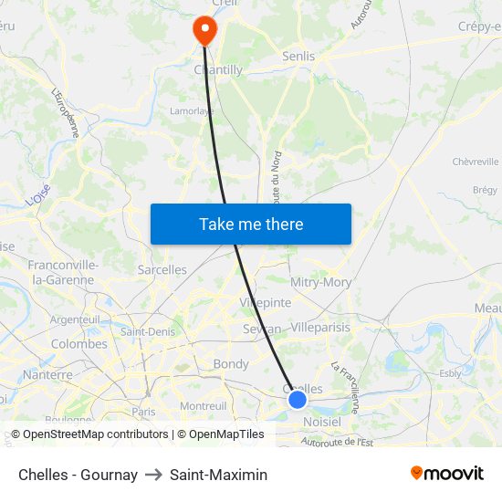 Chelles - Gournay to Saint-Maximin map