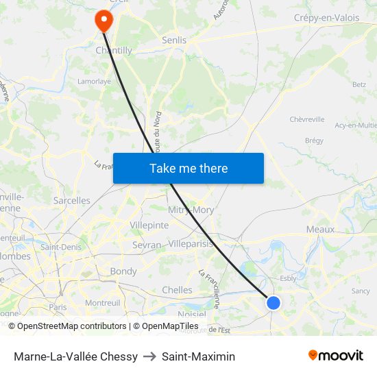 Marne-La-Vallée Chessy to Saint-Maximin map