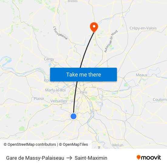 Gare de Massy-Palaiseau to Saint-Maximin map