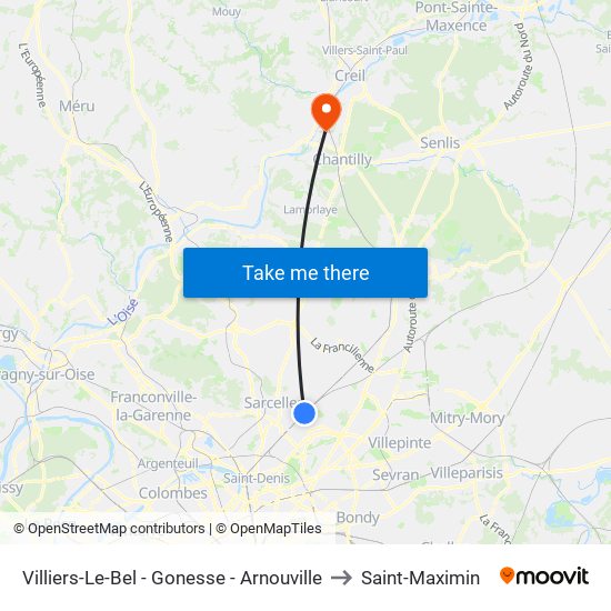 Villiers-Le-Bel - Gonesse - Arnouville to Saint-Maximin map