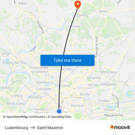 Luxembourg to Saint-Maximin map