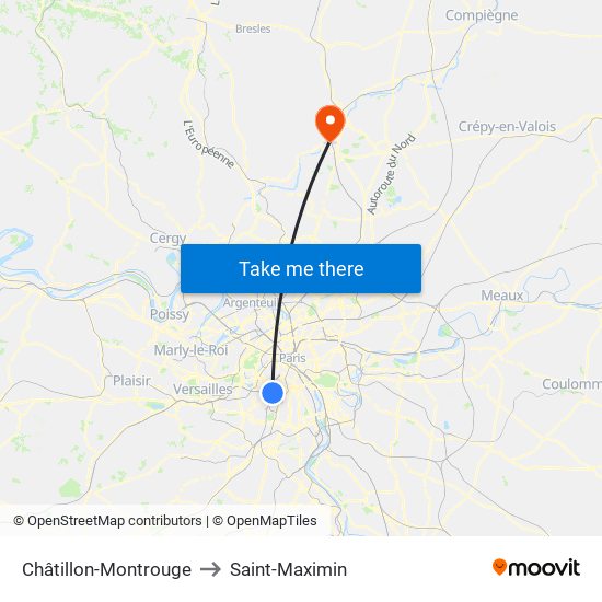 Châtillon-Montrouge to Saint-Maximin map