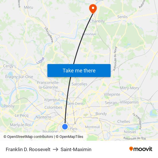 Franklin D. Roosevelt to Saint-Maximin map