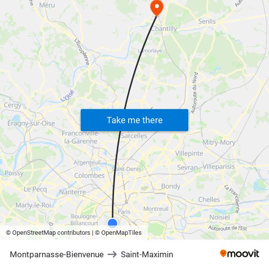 Montparnasse-Bienvenue to Saint-Maximin map