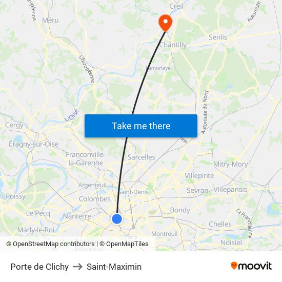 Porte de Clichy to Saint-Maximin map