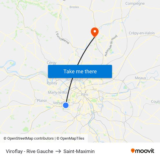 Viroflay - Rive Gauche to Saint-Maximin map