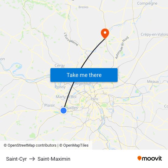 Saint-Cyr to Saint-Maximin map