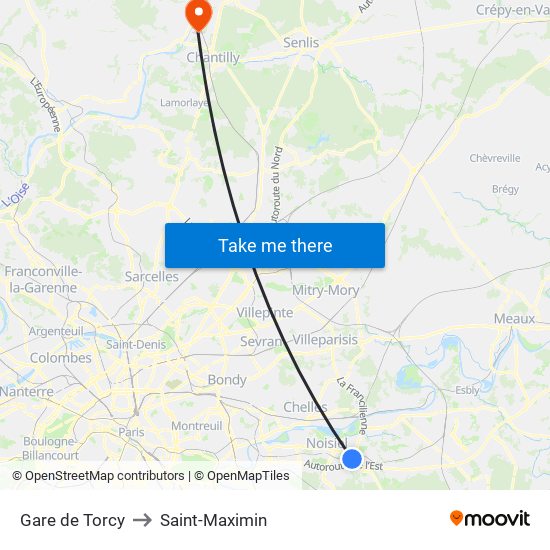 Gare de Torcy to Saint-Maximin map
