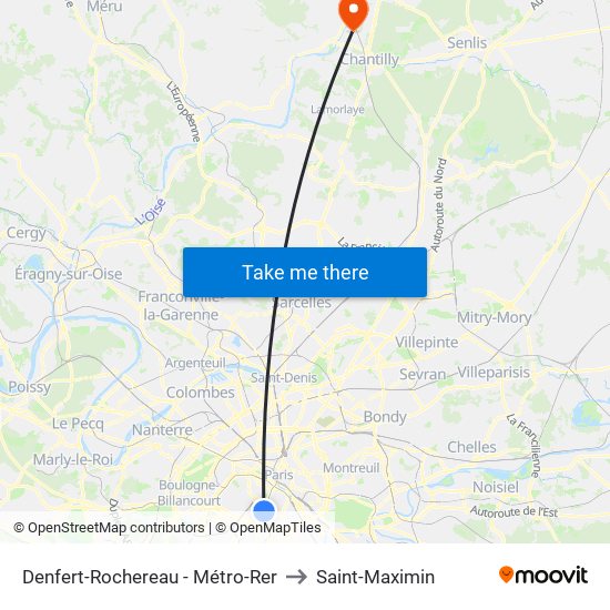 Denfert-Rochereau - Métro-Rer to Saint-Maximin map