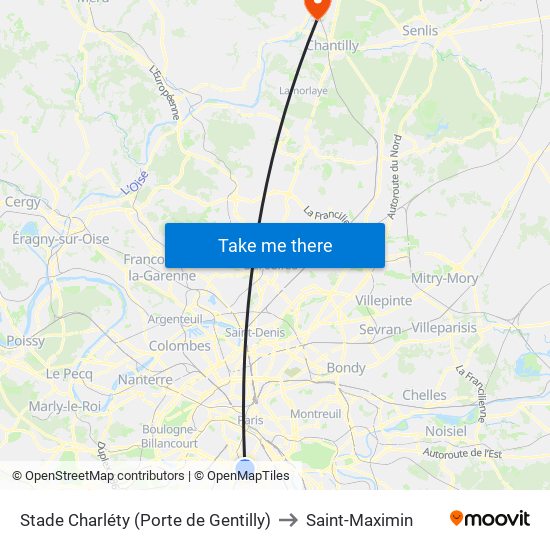 Stade Charléty (Porte de Gentilly) to Saint-Maximin map