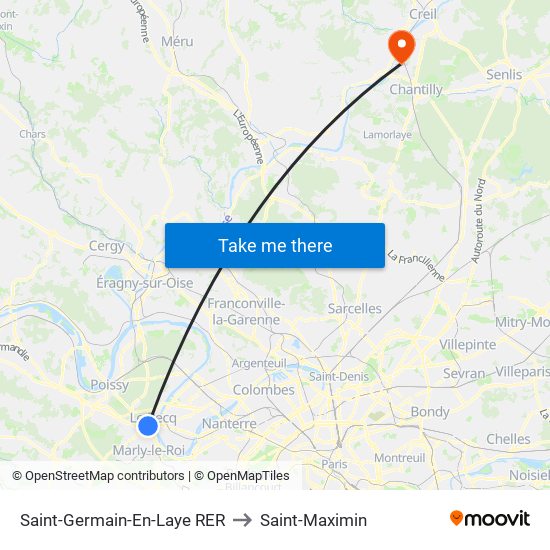 Saint-Germain-En-Laye RER to Saint-Maximin map
