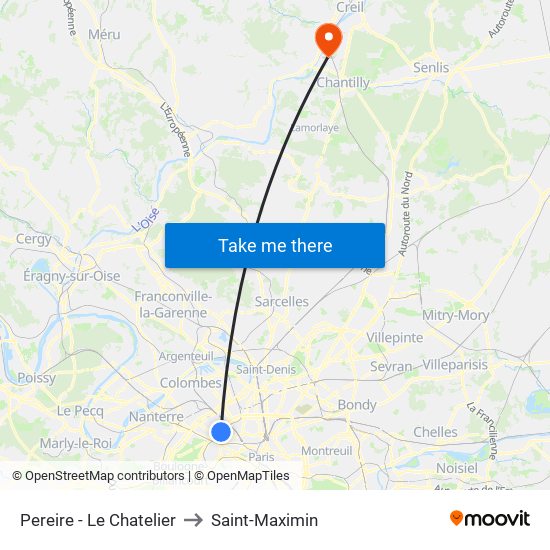 Pereire - Le Chatelier to Saint-Maximin map