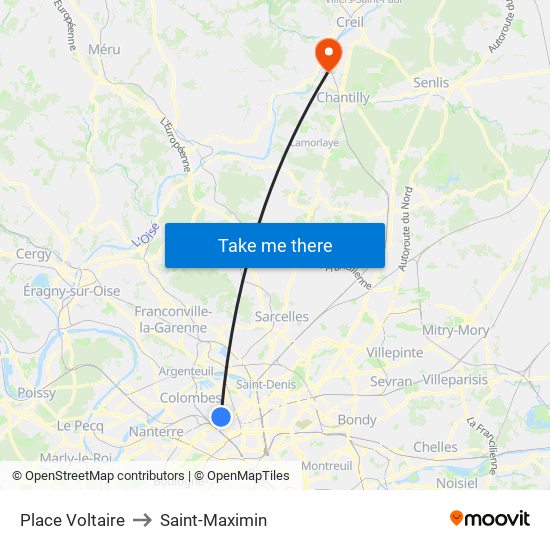 Place Voltaire to Saint-Maximin map