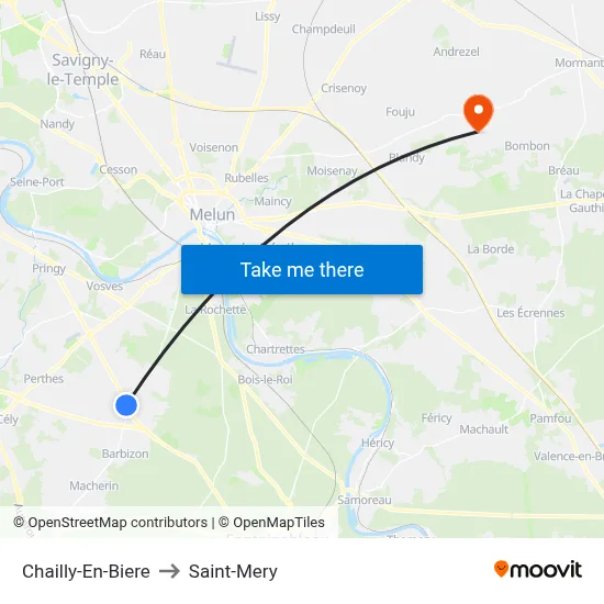 Chailly-En-Biere to Saint-Mery map