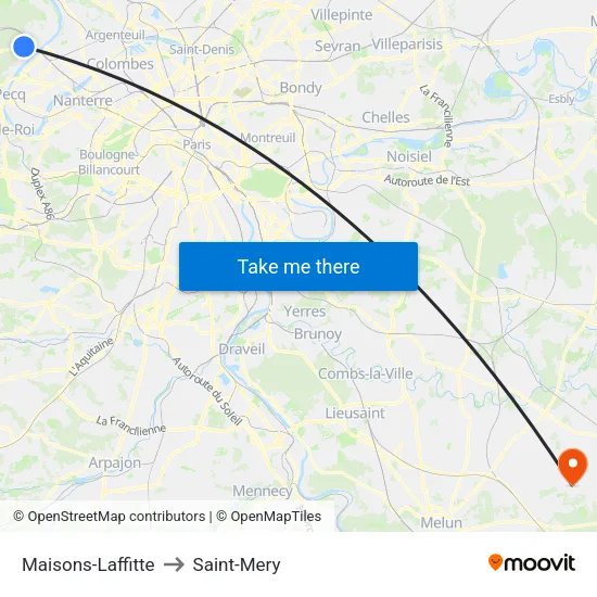 Maisons-Laffitte to Saint-Mery map