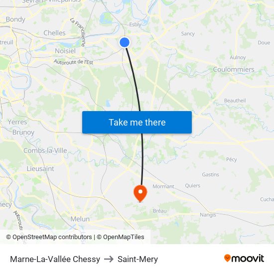 Marne-La-Vallée Chessy to Saint-Mery map