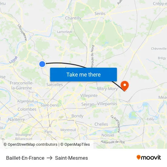 Baillet-En-France to Saint-Mesmes map