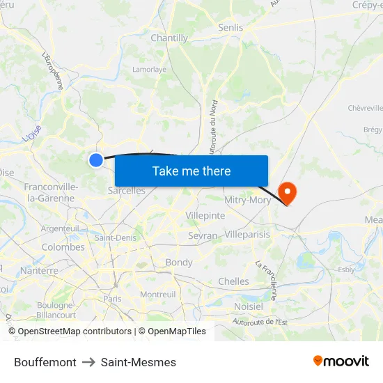 Bouffemont to Saint-Mesmes map