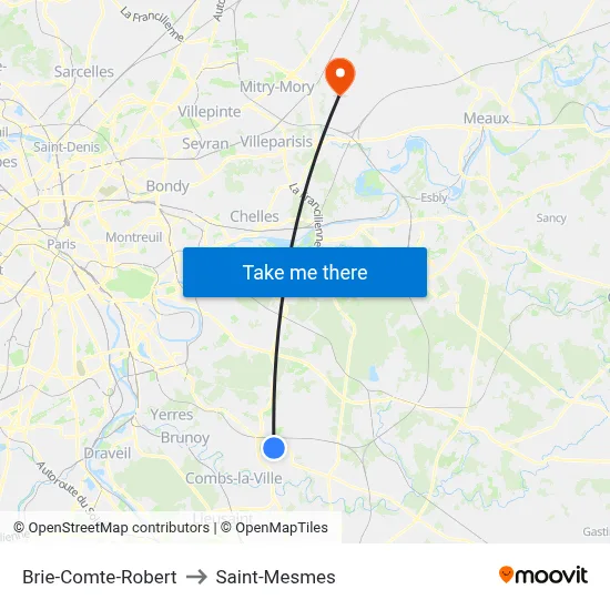 Brie-Comte-Robert to Saint-Mesmes map
