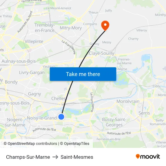Champs-Sur-Marne to Saint-Mesmes map