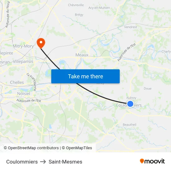 Coulommiers to Saint-Mesmes map