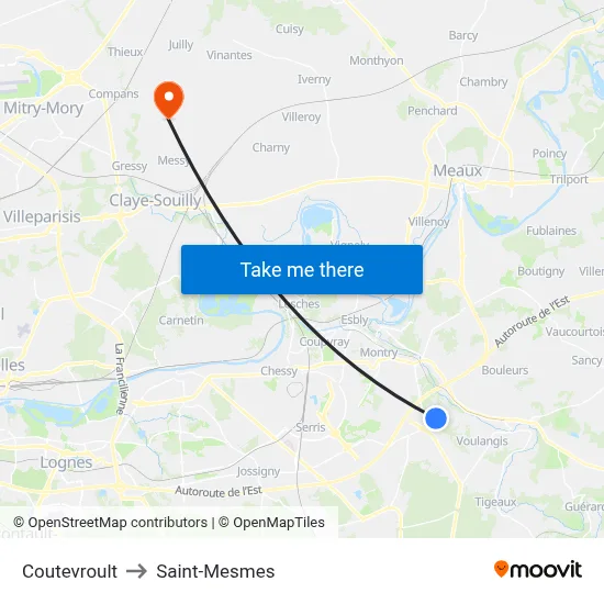 Coutevroult to Saint-Mesmes map