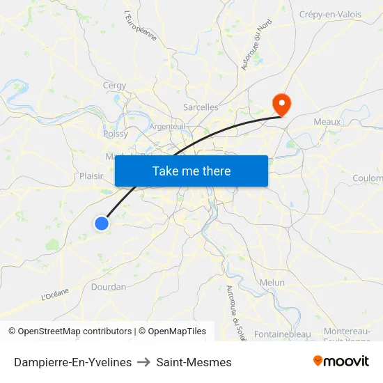 Dampierre-En-Yvelines to Saint-Mesmes map