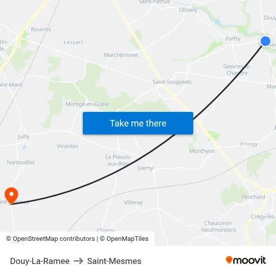 Douy-La-Ramee to Saint-Mesmes map