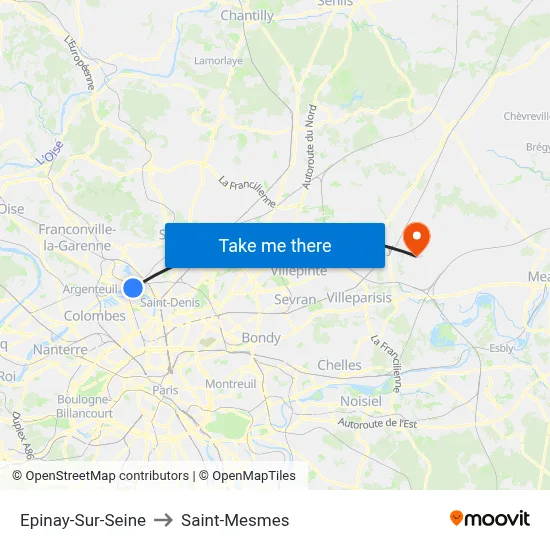 Epinay-Sur-Seine to Saint-Mesmes map