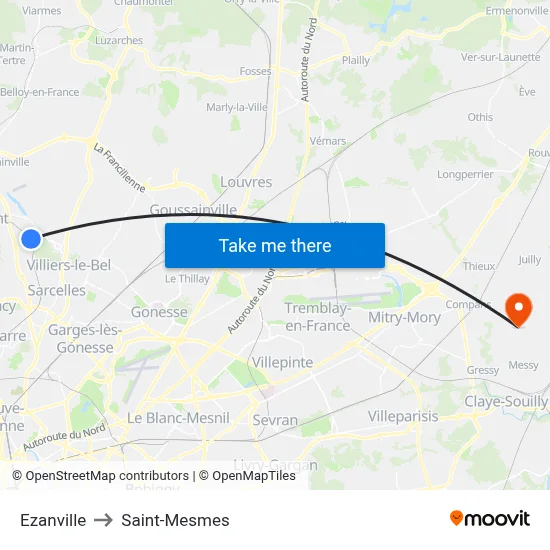 Ezanville to Saint-Mesmes map