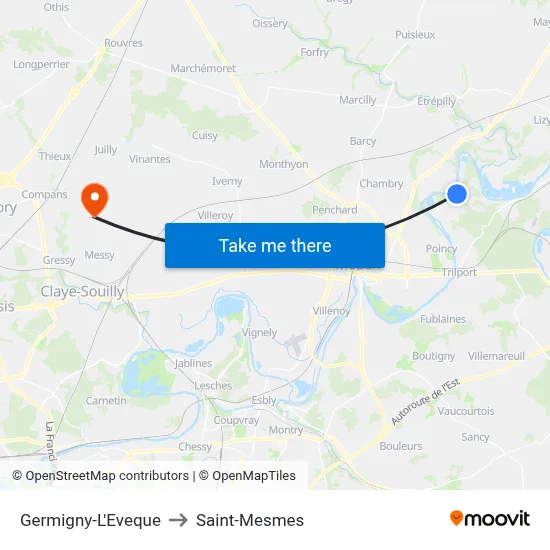 Germigny-L'Eveque to Saint-Mesmes map