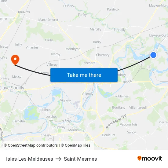Isles-Les-Meldeuses to Saint-Mesmes map