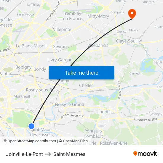 Joinville-Le-Pont to Saint-Mesmes map