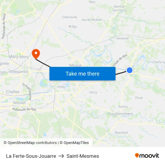 La Ferte-Sous-Jouarre to Saint-Mesmes map