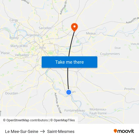 Le Mee-Sur-Seine to Saint-Mesmes map