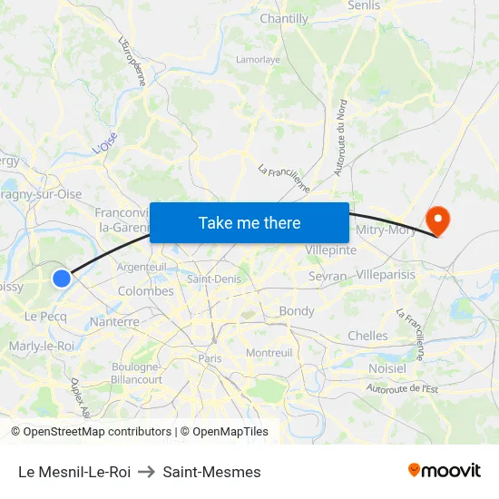 Le Mesnil-Le-Roi to Saint-Mesmes map