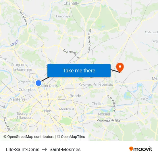 L'Ile-Saint-Denis to Saint-Mesmes map