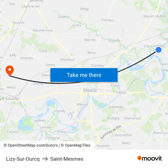 Lizy-Sur-Ourcq to Saint-Mesmes map